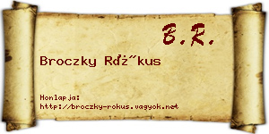 Broczky Rókus névjegykártya